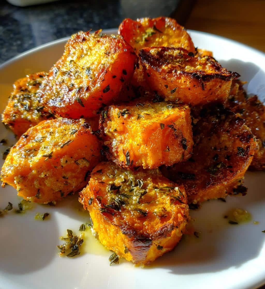 roasted sweet potatoes with garlic and parmesan - detail 1