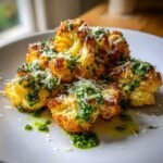savory roasted cauliflower with parmesan and pesto
