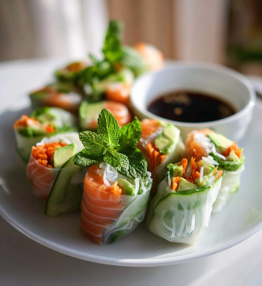 smoked salmon spring rolls recipe - detail 1