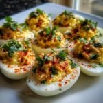 spicy chili garlic deviled eggs