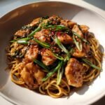 sticky garlic chicken noodles