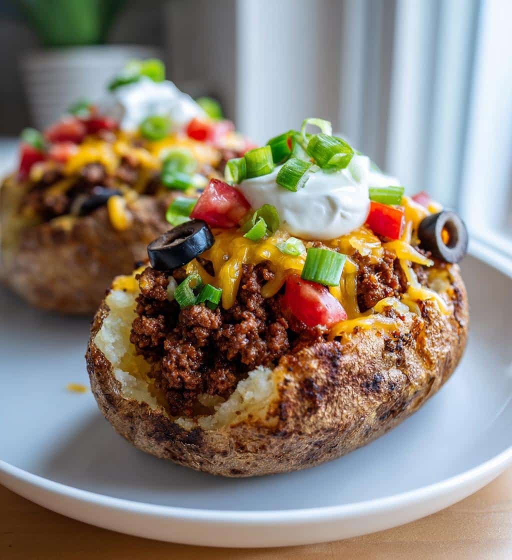 taco loaded baked potatoes - detail 1