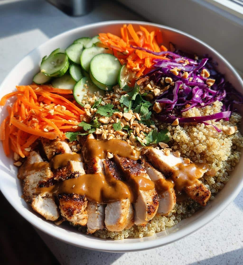 thai peanut chicken buddha bowl - detail 1