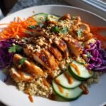thai peanut chicken buddha bowl