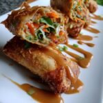 vegetable spring rolls with peanut sauce