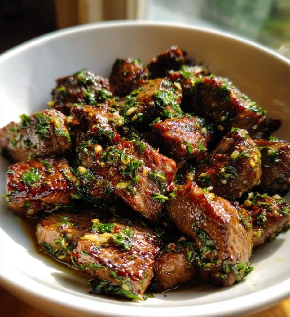 Air Fryer Steak Bites with Garlic Butter